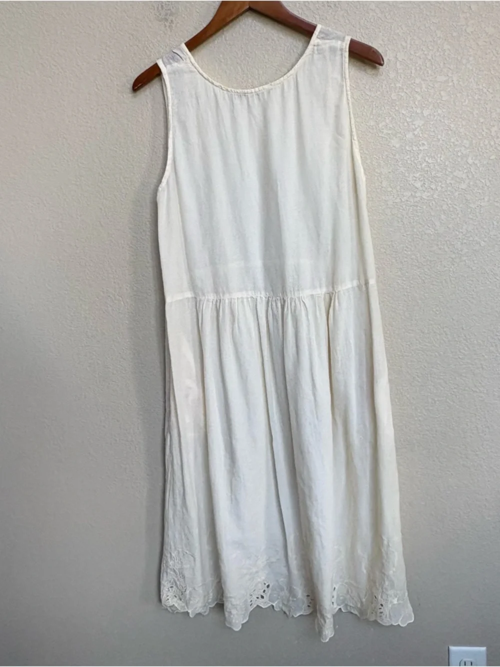 Gudrun Sjödén Ivory Cotton Embroidered Midi Dress Large Boho - Picture 3 of 6